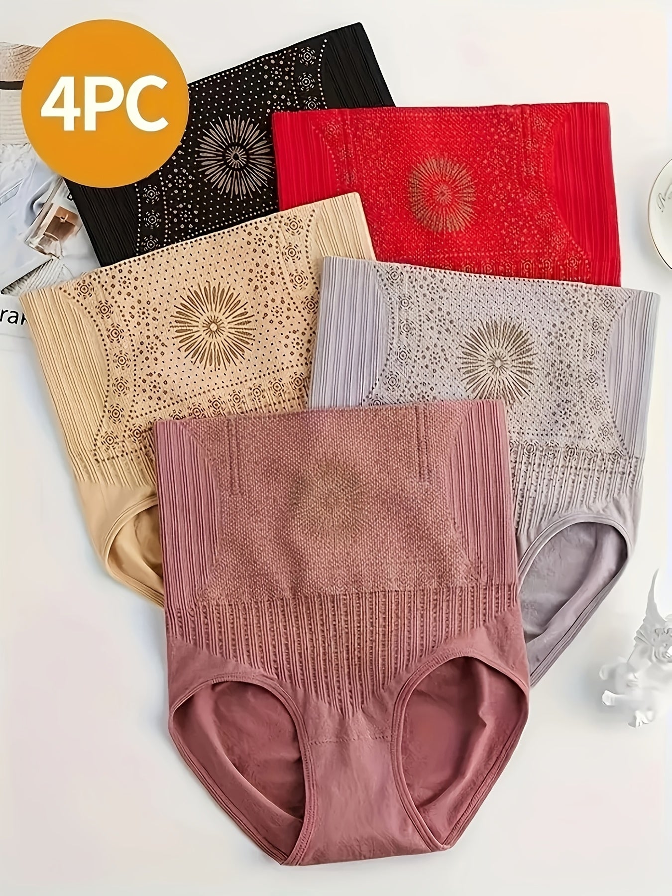 4pcs Of High Waist Shapewear Pants With Abdominal Control And Hip Lifting Functions, Helping To Shape And Control. Underwear For Women With High Waist And Hip Lifting, Tight Shapewear Pants, Postpartum Belly Control Pants